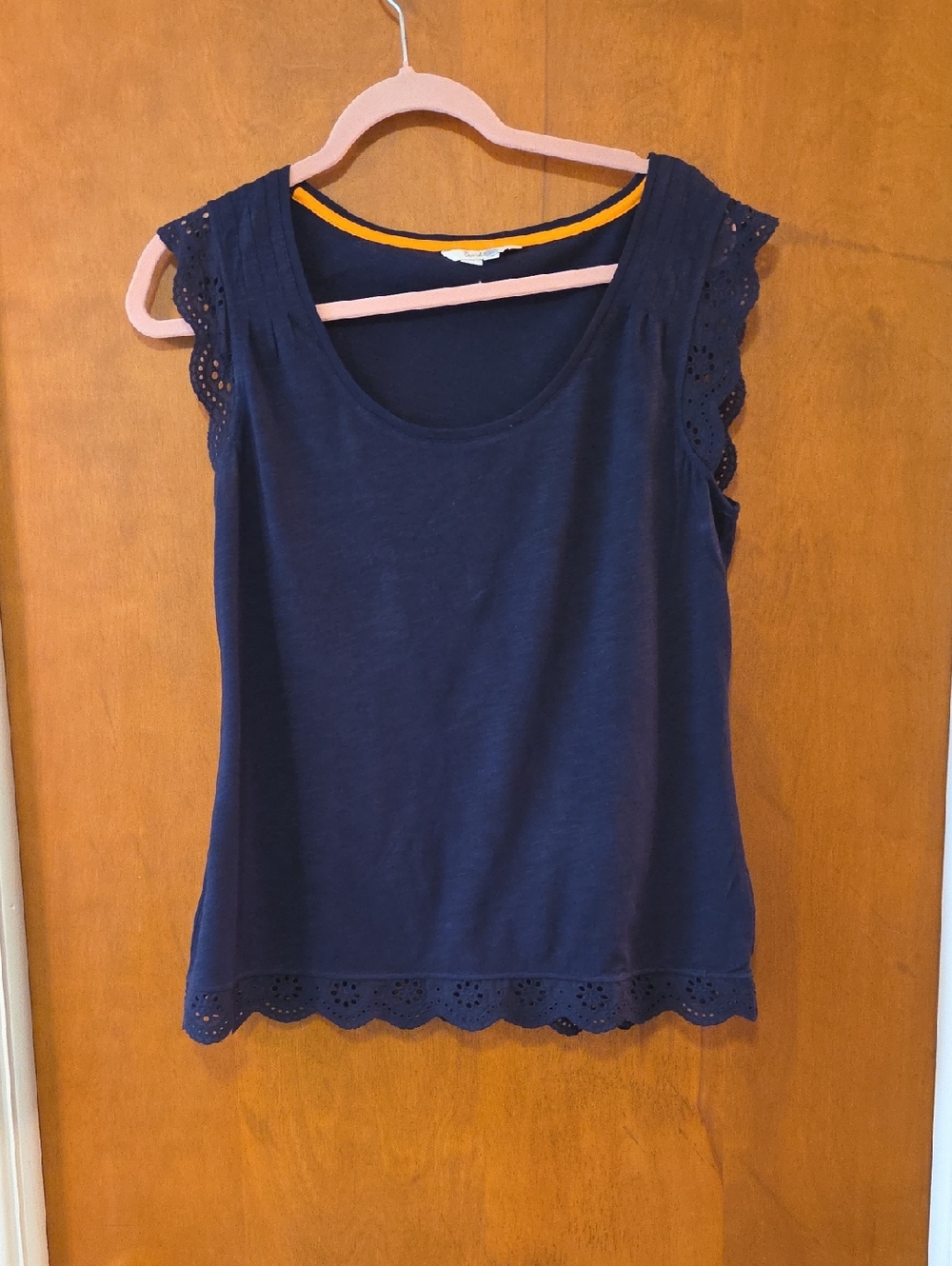 Boden Women’s Navy Eyelet Trim Sleeveless Top 8